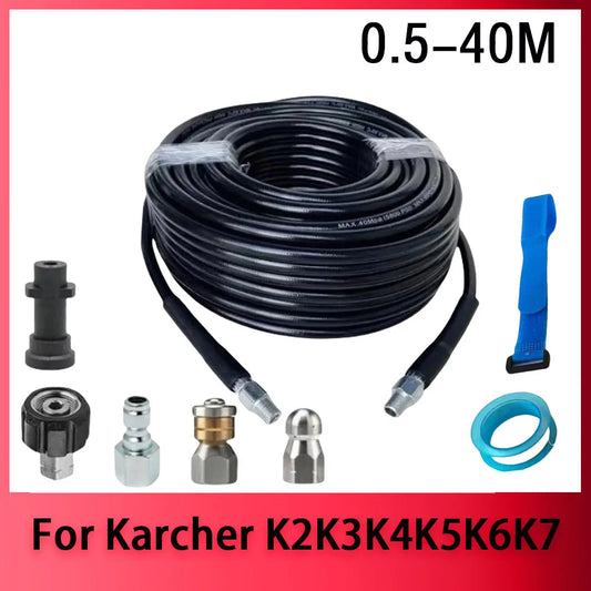 High Pressure Cleaning Machine Pipeline Sewage Dredging Cleaning Hose, Sewer Drainage Spray Kit, Rotary Nozzle, For Karcher