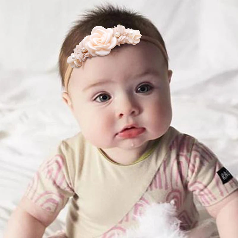 3pcs/set Baby Girl Headband Newborn Elastic Flower Toddler Hair Band Kids Headwear Nylon Soft Hairbands Child Hair Accessories