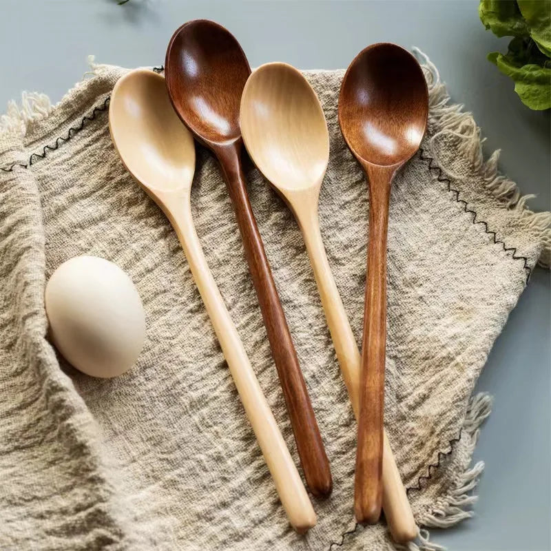 2pcs Wooden Spoon Tableware Kitchen Cooking Utensil Tools Soup Tea Spoon Catering Cooking Tool Coffee Soup Teaspoon Honey Spoon