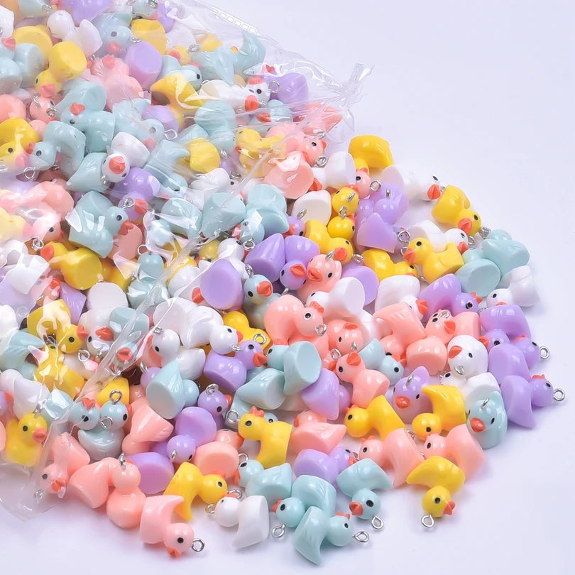 10-60pcs Cute Resin Duck Charms for Jewelry Making DIY Animal Earrings Pendants Necklaces Charms Wholesale Accessories Keychain