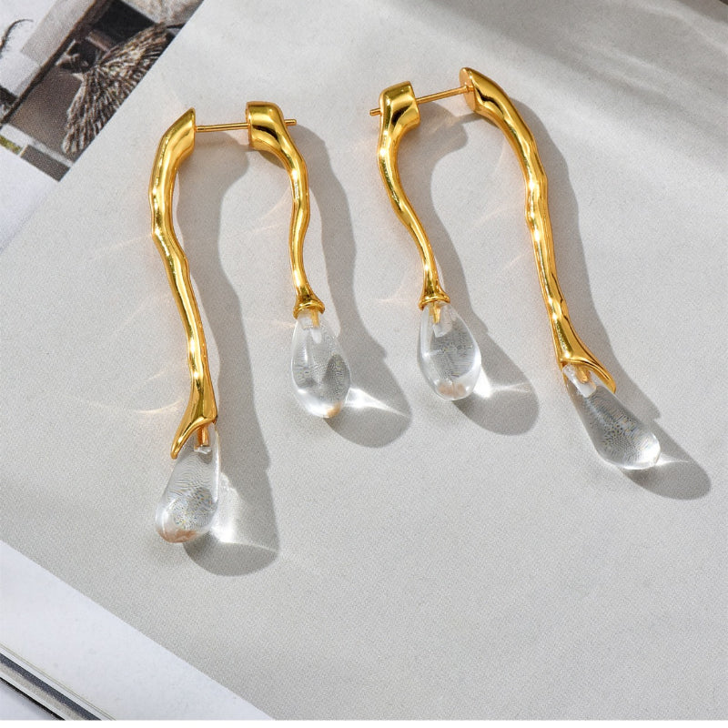 Bilandi Modern Jewelry 925 Silver Needle Resin Teardrop  2022 Trend New Back Front Dangle Earrings For Women Gift