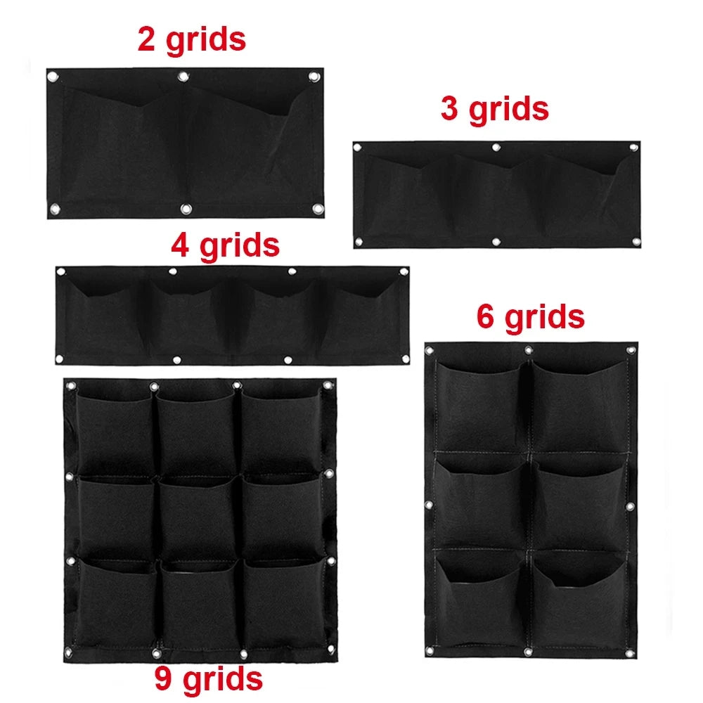 2/3/4/6/9/12 Pockets Wall Hanging Planting Pot Green black Plant Grow Planter Vertical Garden Bag Supplies Bags Garden Tool