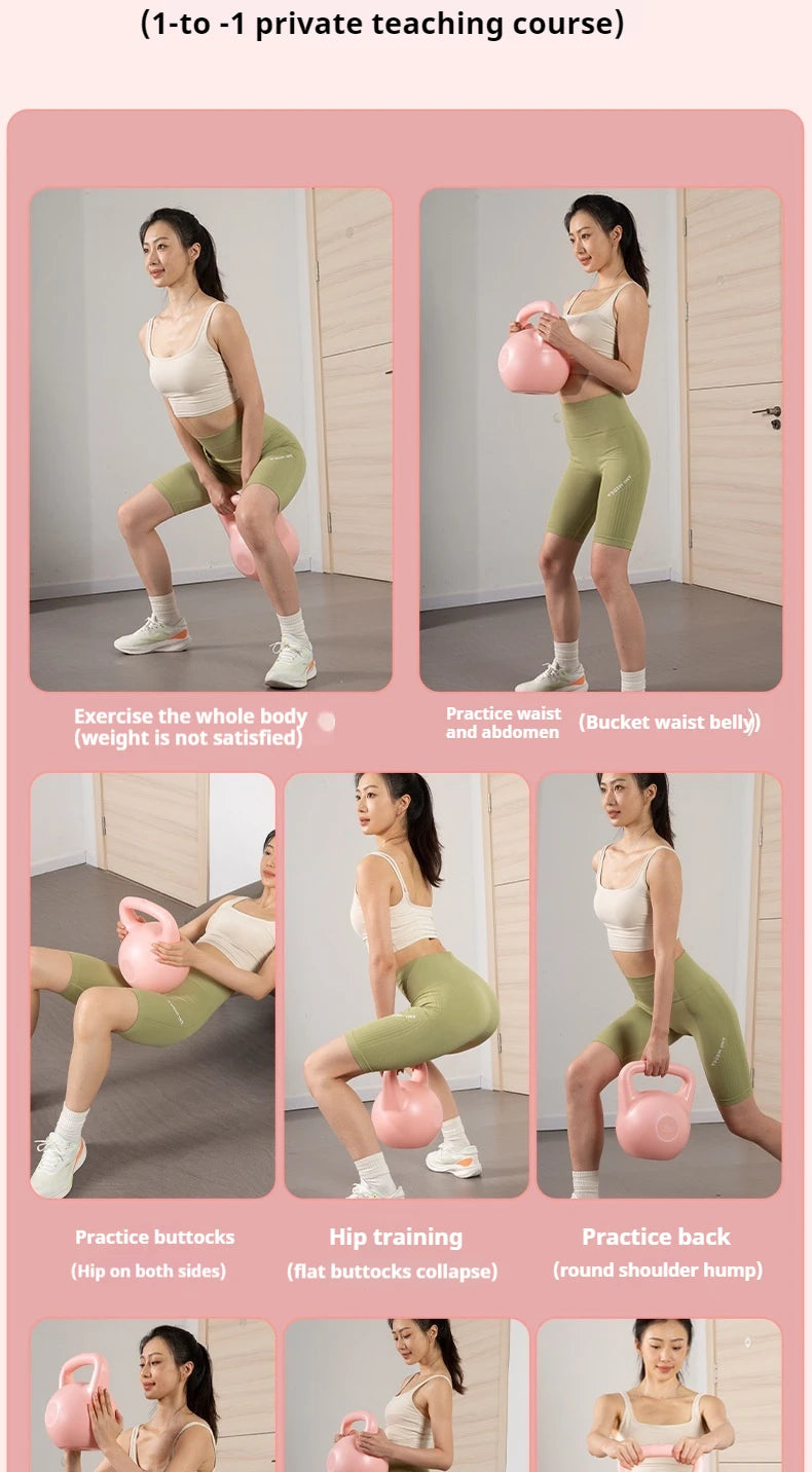 Kettlebell Kettle Dumbbells Fitness 2-8kg Pink Soft Kettlebells Deep Squat Strength Trainer Tool for Women Men Training Buttocks