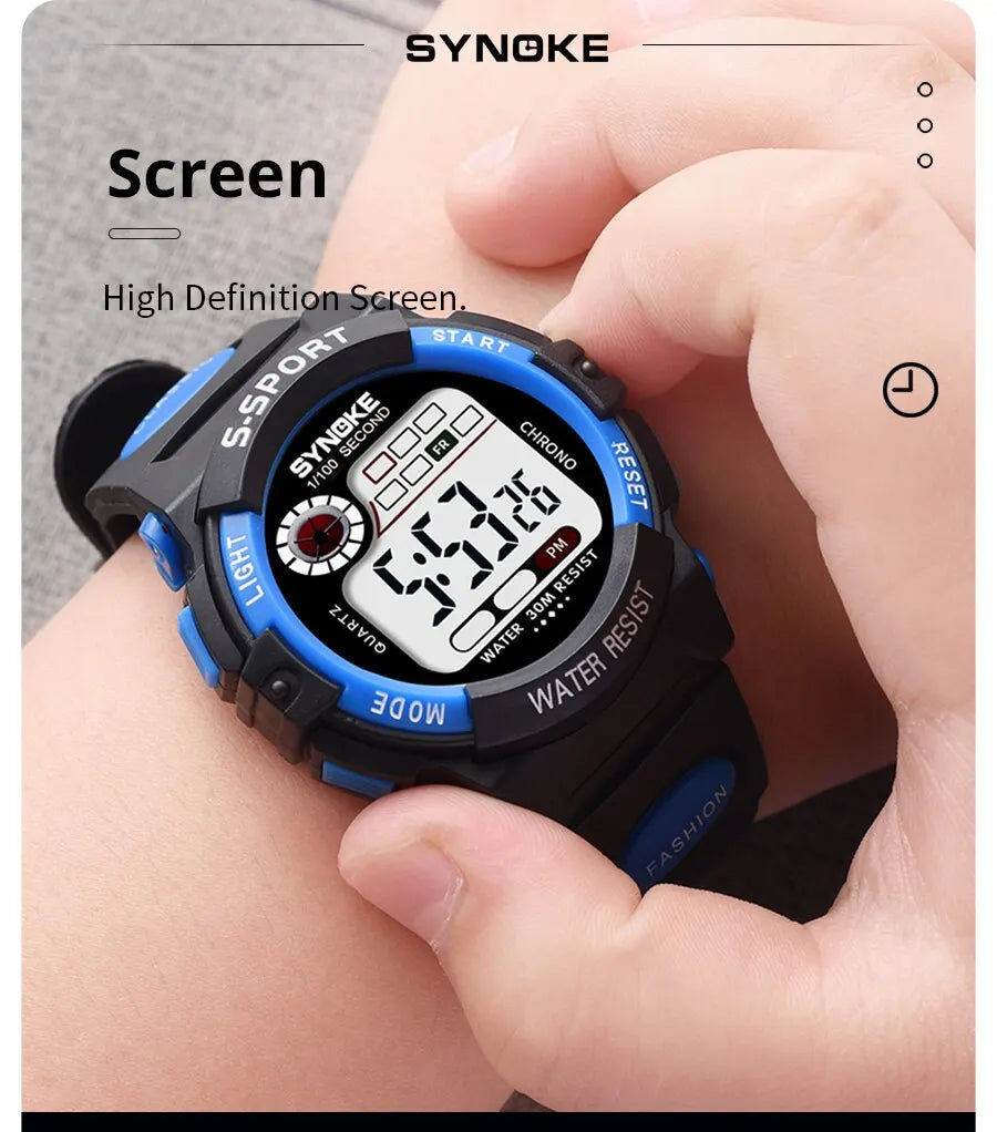 SYNOKE Student Kids Digital Watch Sports Waterproof Boy Electronic Watch Shock Resist Multifunctional Luminous Fashion