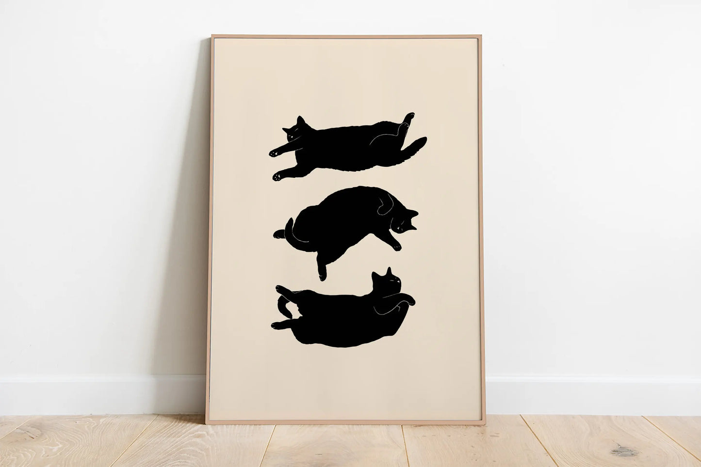 Minimalist Aesthetic Cute Animal Wall Art Illustration Poster Sleepy Kitties Canvas Painting Home Decor Cat Lover Gift