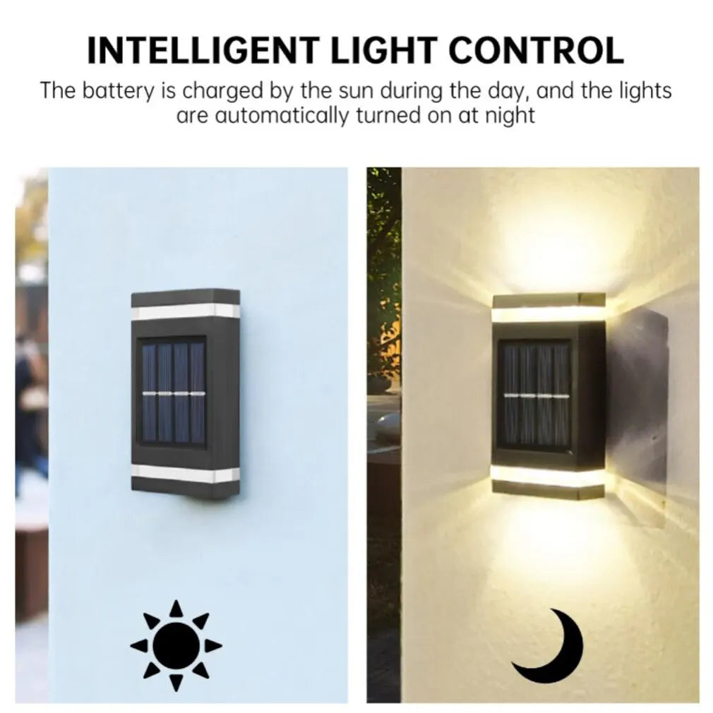 Solar Wall Lamp Outdoor Waterproof Solar Powered Light UP and Down Illuminate Home Garden Yard Decoration Outside Sunlights