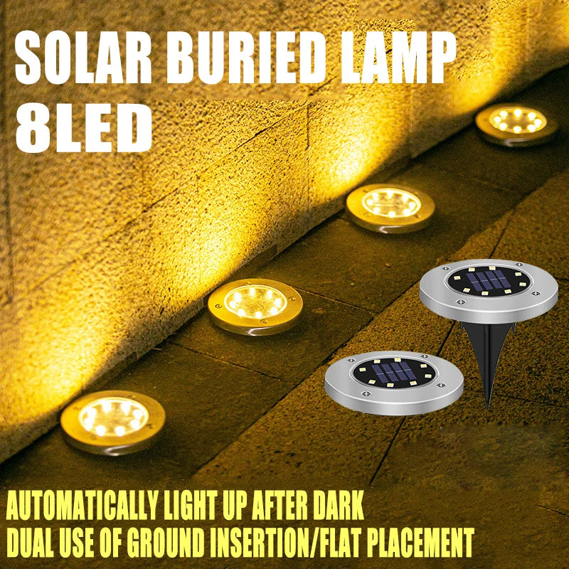 8LED Solar Buried Light Waterproof Outdoor Courtyard Garden Lawn Decoration Landscape Floor Light Waterproof Staircase