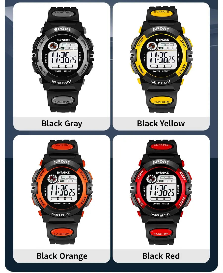 SYNOKE Student Kids Digital Watch Sports Waterproof Boy Electronic Watch Shock Resist Multifunctional Luminous Fashion