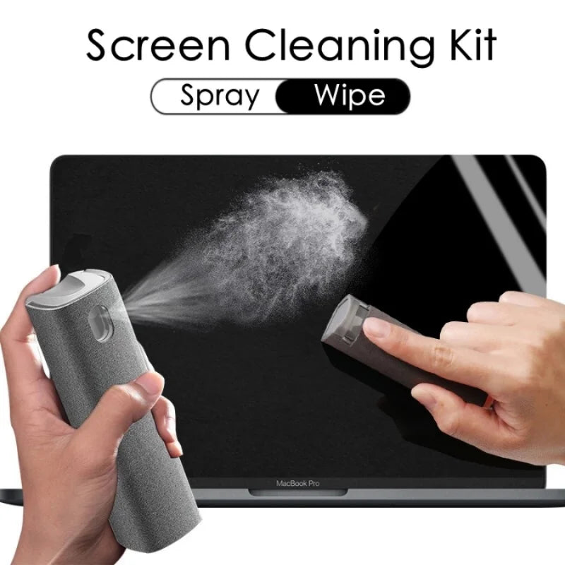 New 2in1 Microfiber Screen Cleaner Spray Bottle Set Mobile Phone Ipad Computer Cloth Wipe Iphone Cleaning Glasses Wipes