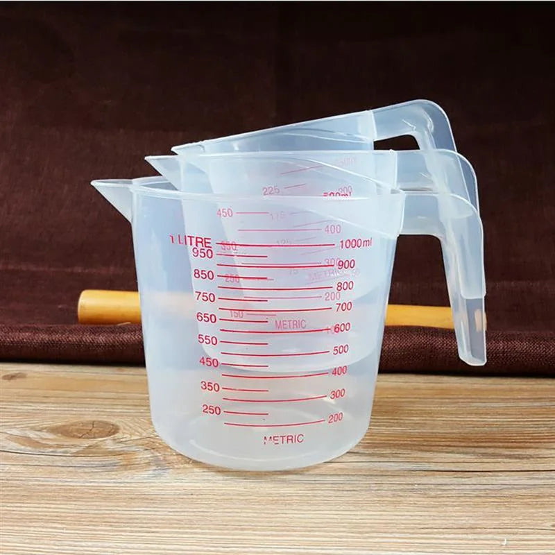 3pcs 250/500/1000ml Baking Liquid Measuring Cups PVC Scale Cup Plastic Measuring Volume Beaker Kitchen Baking Tools