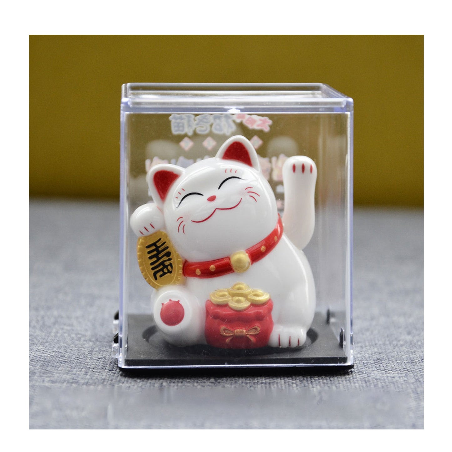 Solar Powered Maneki Neko Lucky Cat Welcoming Chinese Lucky Cat Waving Hand Beckoning Fortune Cat Figurines For Home Decor