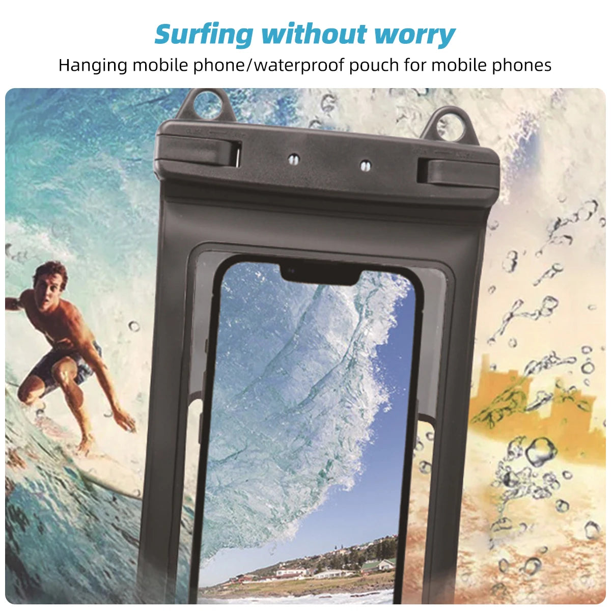 FONKEN Full View Waterproof Case for Phone Underwater Snow Rainforest Transparent Dry Bag Swimming Pouch Big Mobile Phone Covers