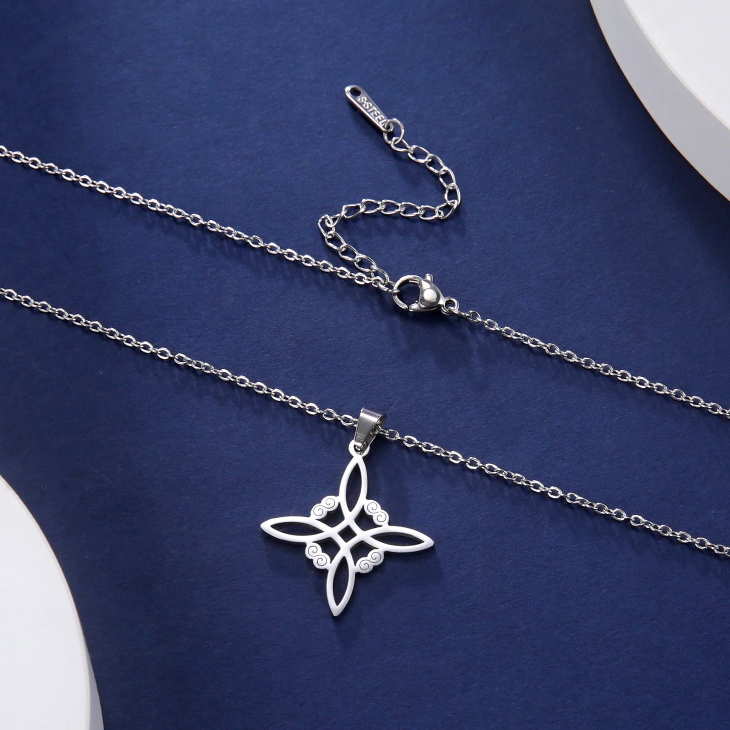 Skyrim Wicca Witchcraft Witch Knot Necklace Stainless Steel Choker Necklaces Vintage Amulet Supernatural Jewelry Gift for Women