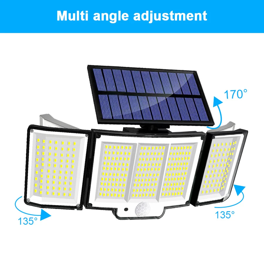 Solar Light Outdoor 328/348 LED Integrated Super Bright Motion Sensor Strong Power IP65 Waterproof 3 Working Modes Garden Wall