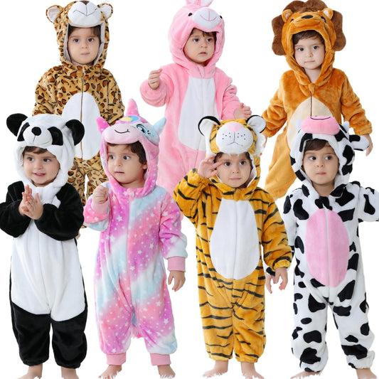 Baby Kigurumi Unicorn Panda Rabbit Cartoon Romper Newborn Infant Kids Animal Jumpsuit Girls Boys Anime Cosplay Pyjama Costumes