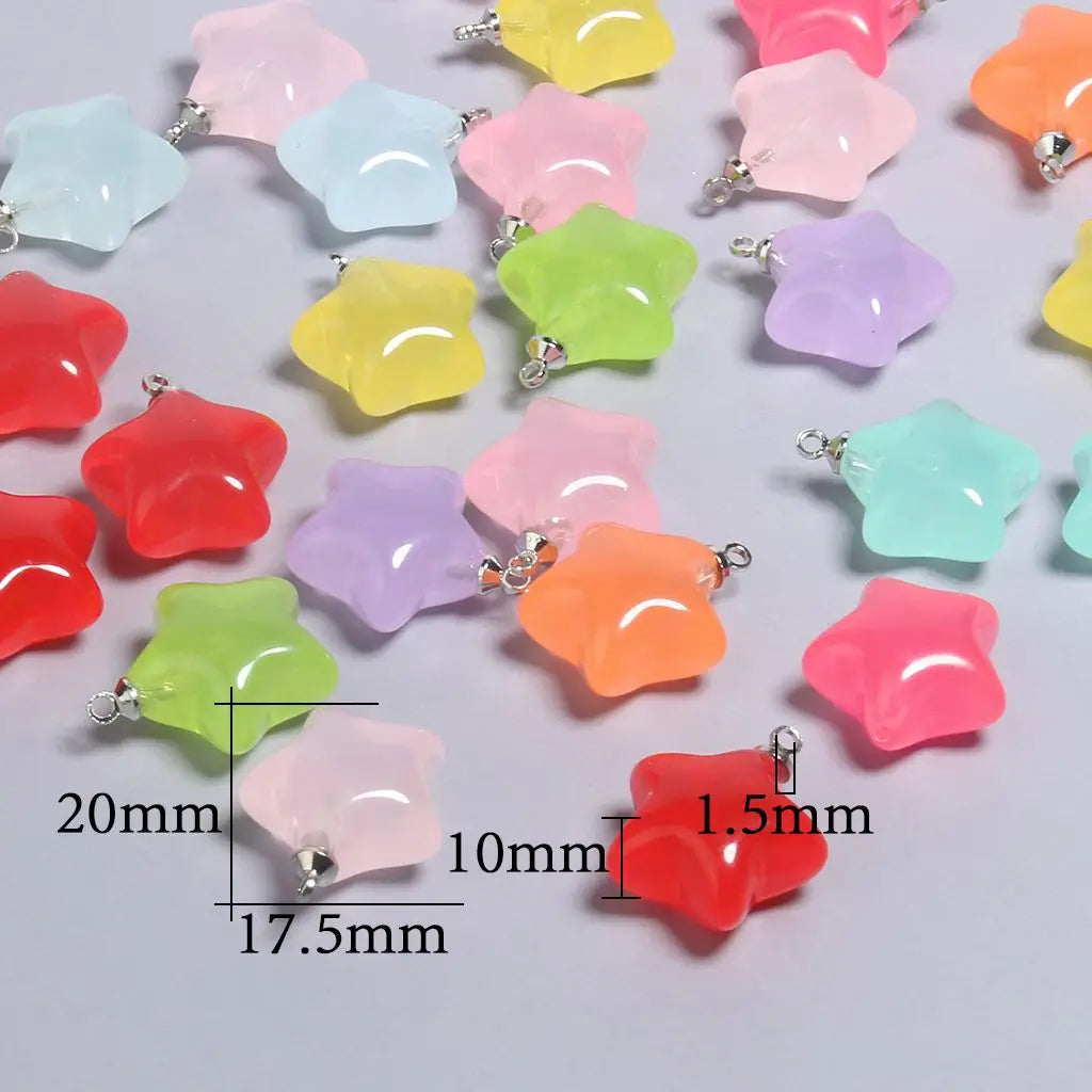 10pcs/lot Mixed Cute Resin Star Charms Pendants DIY Bracelets Necklaces Earrings for Jewelry Making Finding Keychain 20x17.5mm