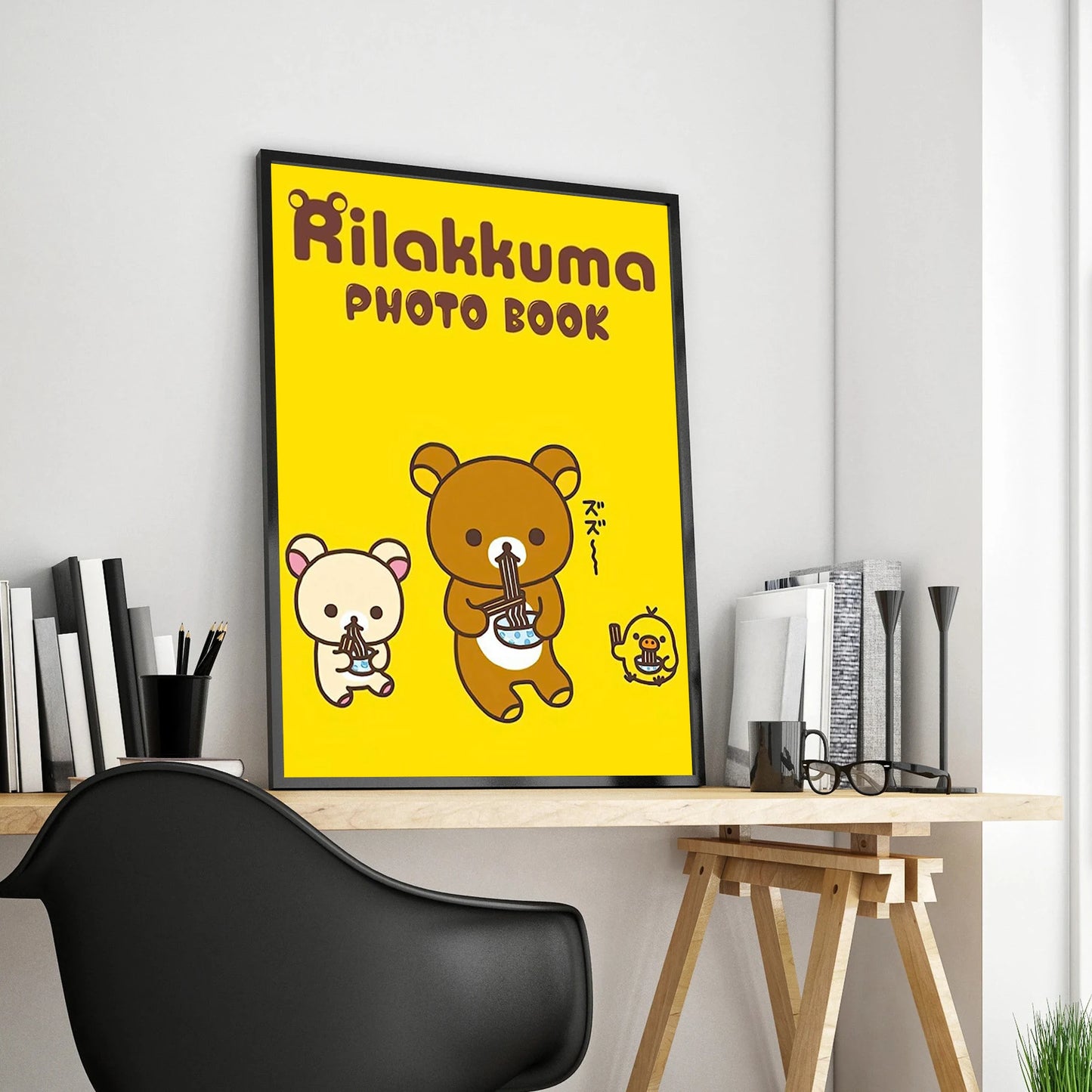 Japan Anime Cute Cartoon Rilakkuma Poster For Wall Art Canvas Print Manga Bear Chick Cat Reading Nursery Kids Kawaii Room Decor