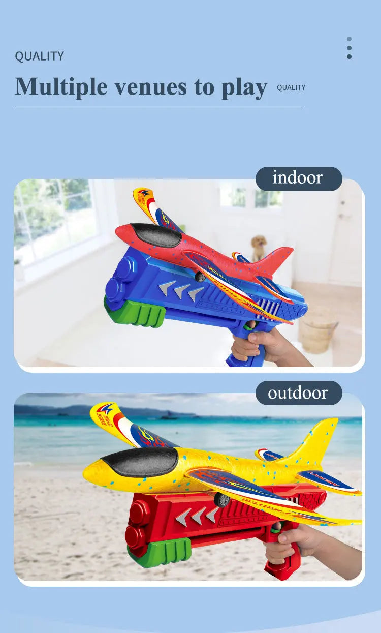 Kids 24/34cm Foam Plane Launcher Outdoor Toy for Boys Sport Catapult Game Children Girl Birthday Xmas Gifts