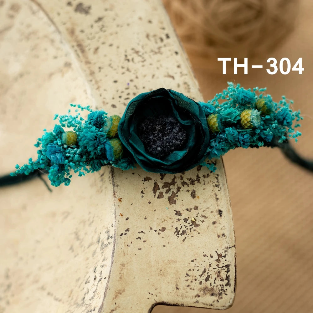 Baby Girl Flower Headbands Newborn Photography Props Dried Flowers Newborn Hairband Princess Tieback Baby Girl Hair Accessories