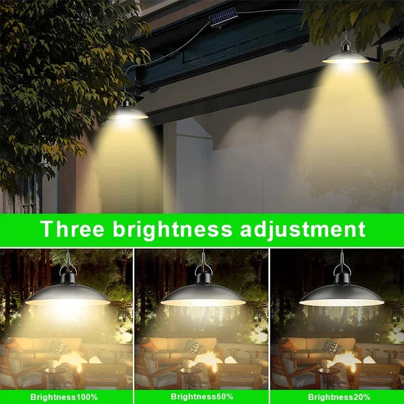 Single Dual Heads Solar Pendant Lights Remote Control Indoor Outdoor Shed Lamp Led Hanging for Storage Room Yard Porch Garden