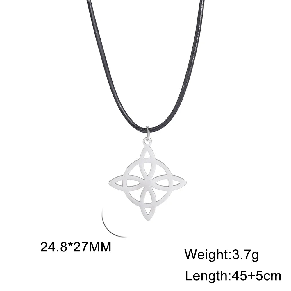 Skyrim Witch Knot Pendant, Stainless Steel Necklace Men's and Women's Fashion Vintage Talisman Birthday Gift Jewelry Gift