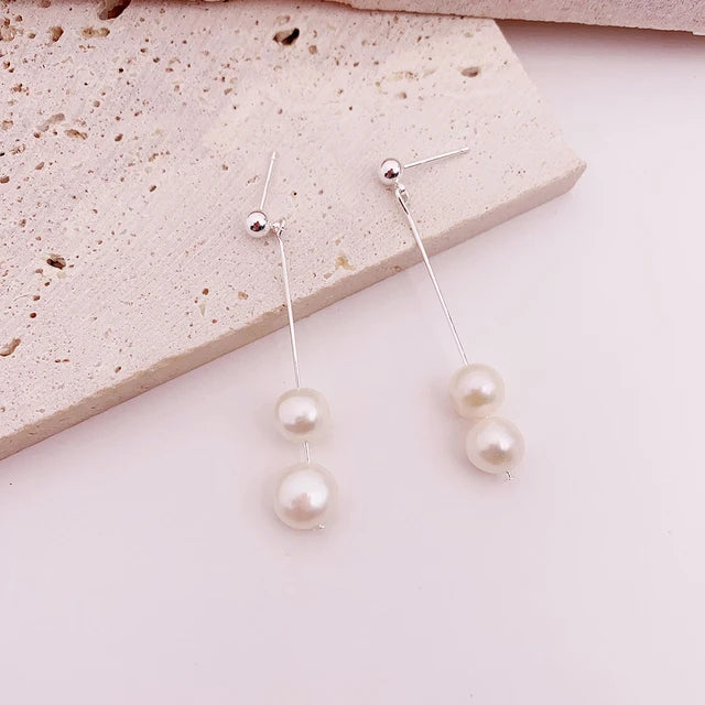 Minar Delicate Irregular Freshwater Pearl Earring For Women Gold Color Metal Hanging Drop Earrings Statement French Jewelry 2023