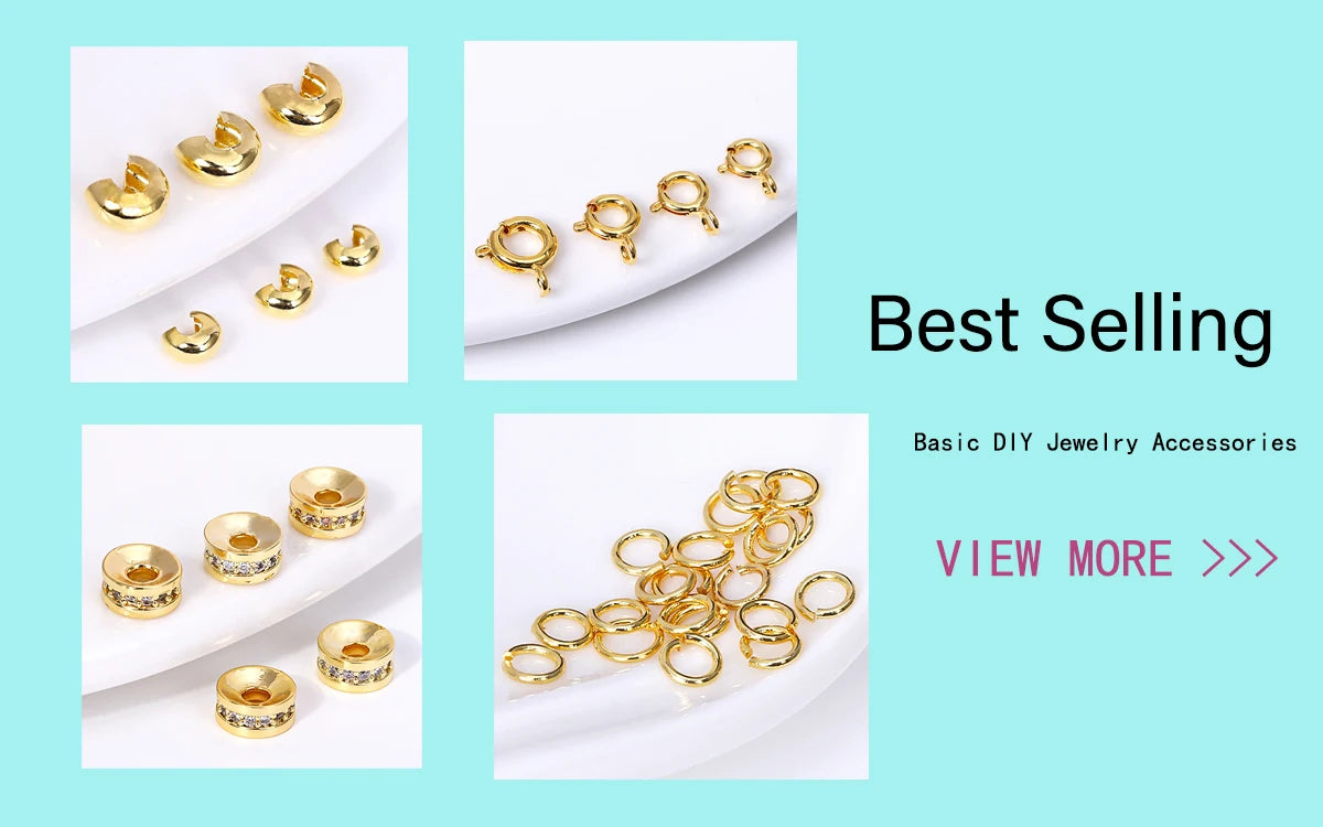 18K Gold Plated Square Spacer Beads DIY Bracelet Necklace Accessories Brass Metal Cube Beads For Jewelry Making Supplies