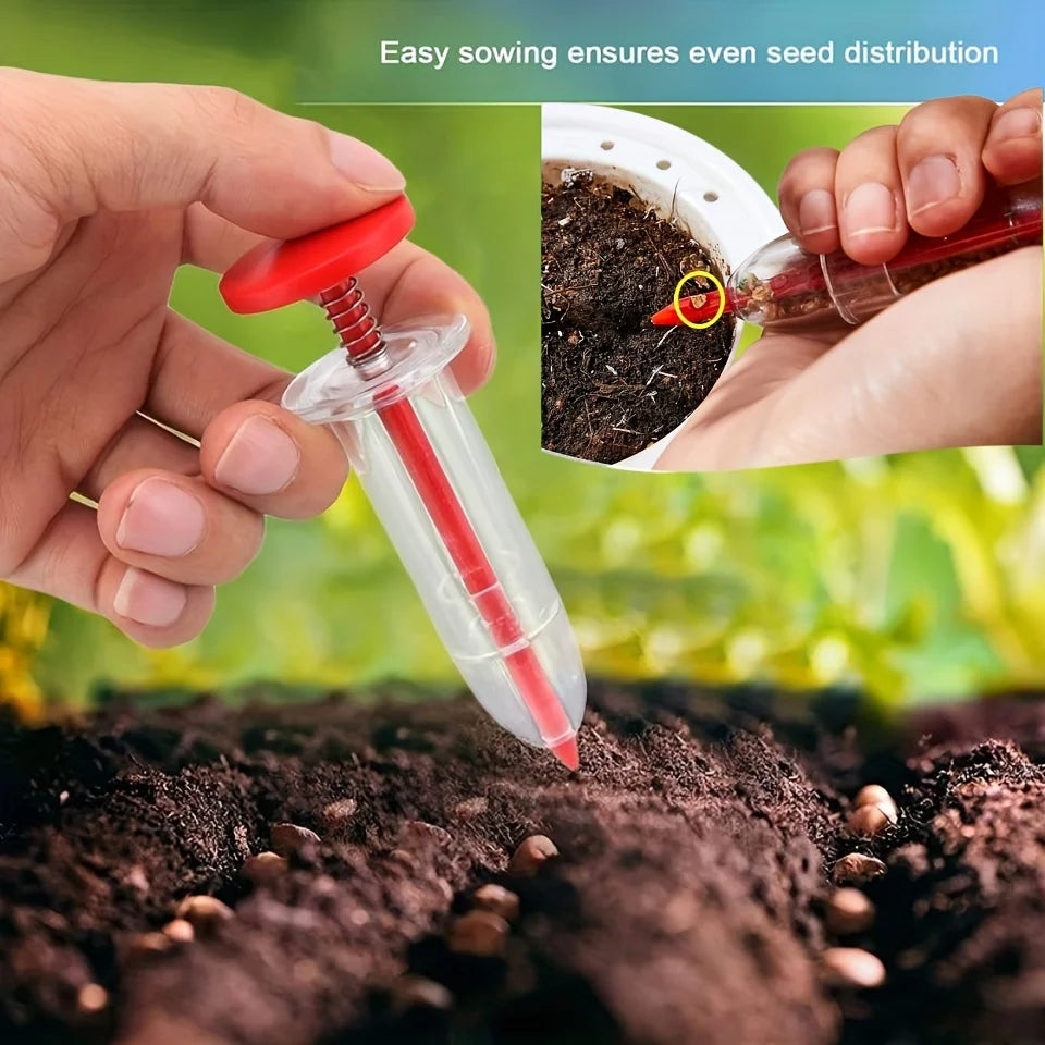 Mini Plant Seed Sower Planter Adjustable Handheld Flower Grass Syringe Seeder Dispenser Garden Seeding Tools