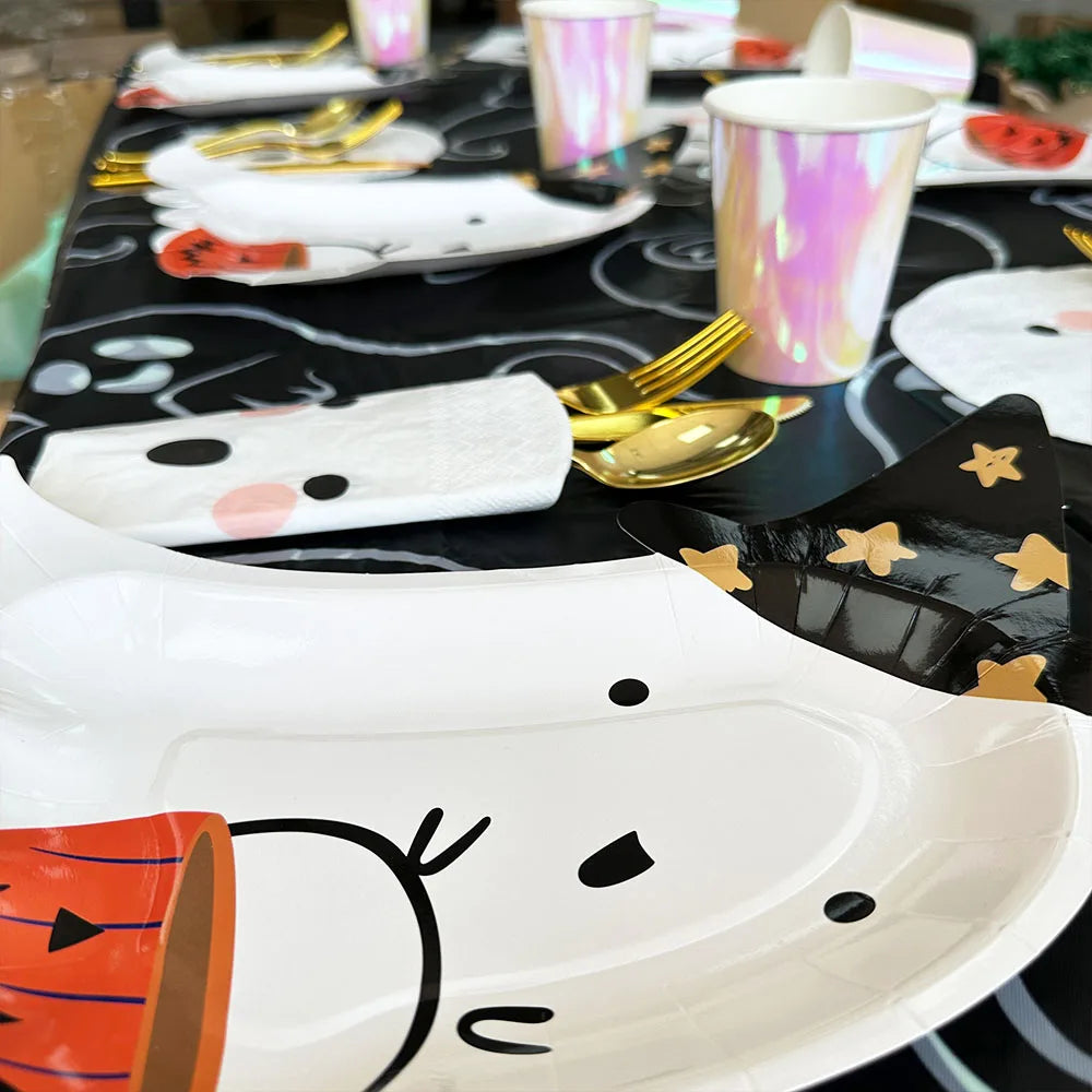 Bat Ghost Disposable Tableware Birthday Party Supplies Skeleton Plate Halloween Party Decoration Supplies