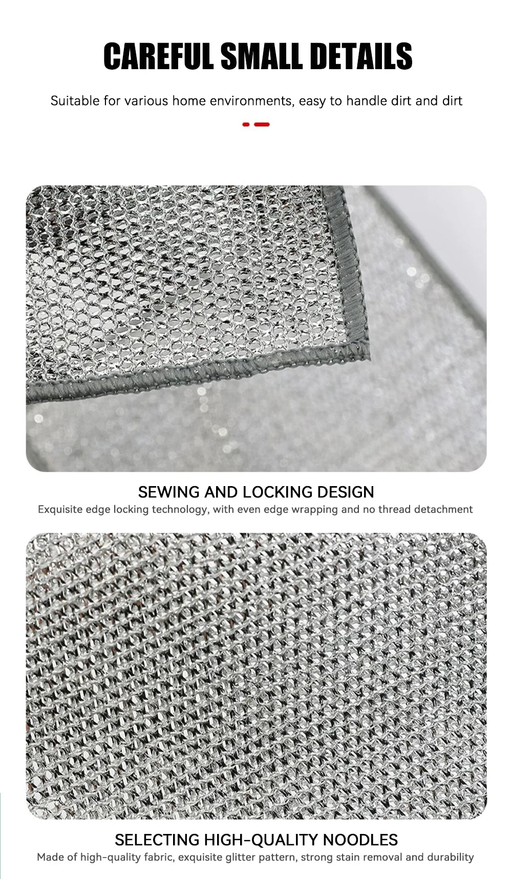 Magic Dishcloth Silver Wire Cleaning Kitchen Cloth Goods Thickened Microfiber Wash Towel Built-in Sponge Steel Wire Ball Rag