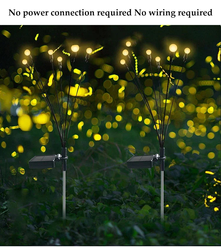 LED Solar Garden Lights Powered Firefly Lights Outdoor Waterproof Vibrant Garden Lights for Patio Pathway Decoration,Warm