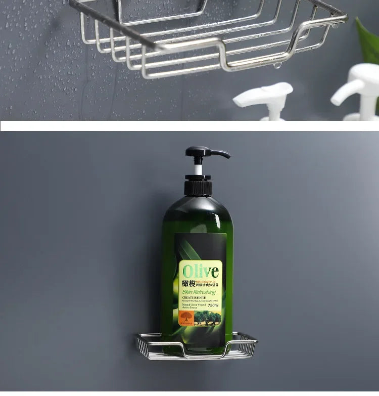 High Quality Soap Rack Wall Mounted Soap Holder Stainless Steel Soap Sponge Dish Bathroom Accessories Soap Dishes Self Adhesive