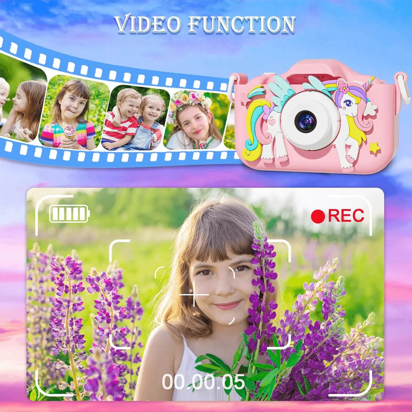 Children Camera 1080P HD Toddler Digital Video Camera 2.0-inch Kids Camera with Silicone Cases Toys for Christmas Birthday Gifts