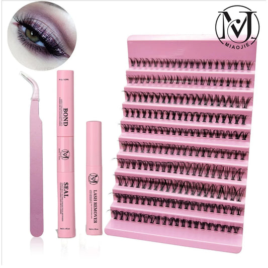 MJ DIY Lashes Extension kit Eyelashes 200 PCS Clusters Lash Bond and Seal Makeup tools for gluing Lashes Gluing Glue Accessories