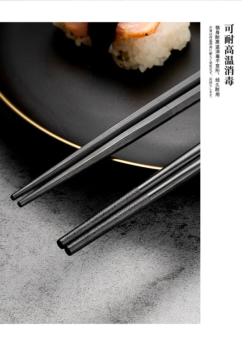 5 Pairs Japanese Chinese chopsticks Sushi Sticks Reusable  Korean Chopsticks Set Healthy Alloy Tableware Palillos Chinos