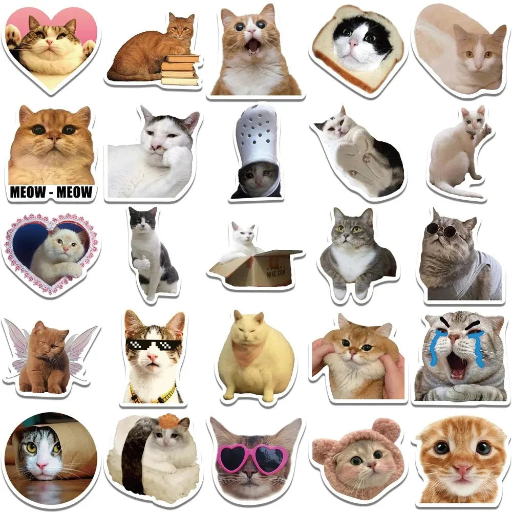 10/30/50PCS Kawaii Love Cat PVC Sticker Aesthetic Children's Korean Decoration Scrapbooking Stationery School Supplies for Kids