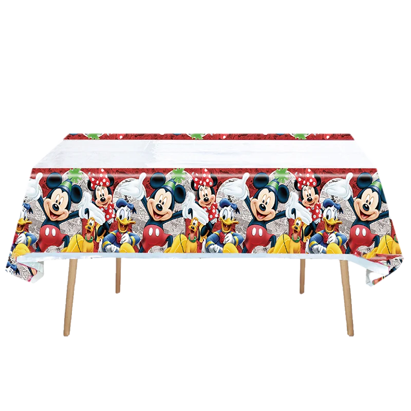 Disney Mickey Mouse Birthday Party Supplies Mickey Tablecloth Disposable Tableware Minnie Table Cover Kids Party Decorations