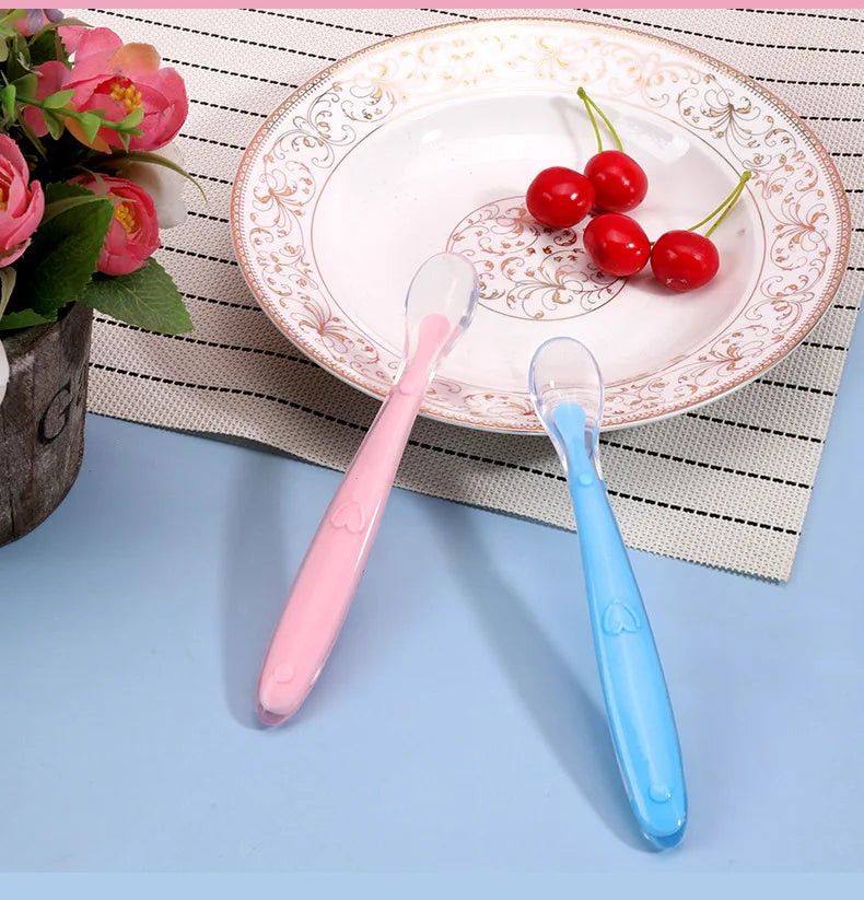 Baby Silicone Spoon Learning Spoon Set Stars Tableware Kids Soft Silicone Feeding Spoon Training Baby Reborn Silicone Utensils