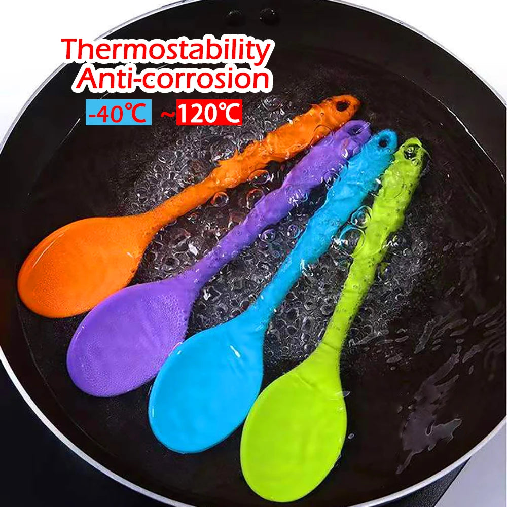 For Better Life 1Pc Soft Silicone Spoon Stirring  Long Handle Tableware Cooking Utensils Ladle Kitchen Accessories