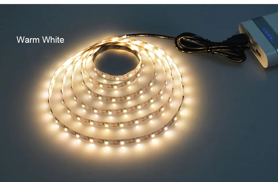 DC 5V USB LED Strips 2835 Warm White LED Strip Light TV Mirror Backlight Lighting Tape Room Decor Lamp Ribbon LED String Light