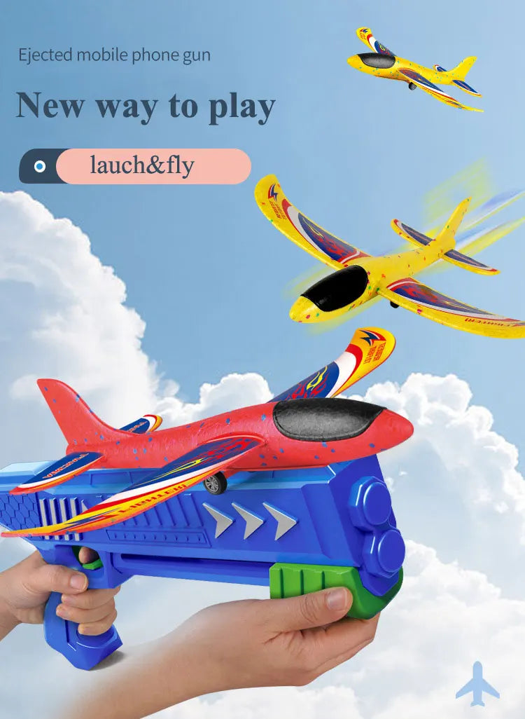 Kids 24/34cm Foam Plane Launcher Outdoor Toy for Boys Sport Catapult Game Children Girl Birthday Xmas Gifts