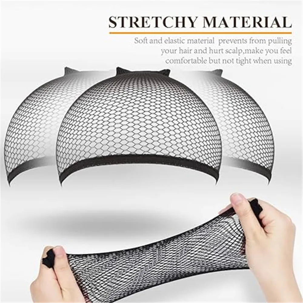 HENRY MARGU Black Mesh Net Synthetic Wig Cap Liner Weaving Cap for Wigs Elastic Hair Net Close End Fishnet Wig Caps Average Size