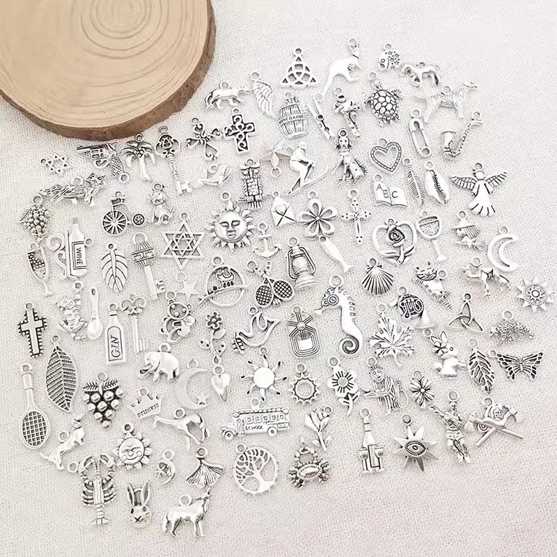 100pcs Tibetan Silver Mixed Pendant Animals Charms Beads for Jewelry Making Bracelet Earrings Necklace DIY Craft Art Charms