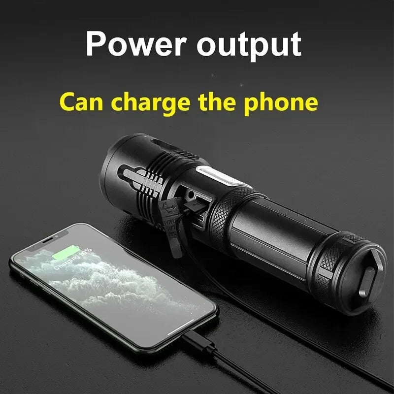 Super XHP120 Powerful Led Flashlight High Power Torch Light Rechargeable Tactical Flashlight Built-in 18650 Battery Camping Lamp