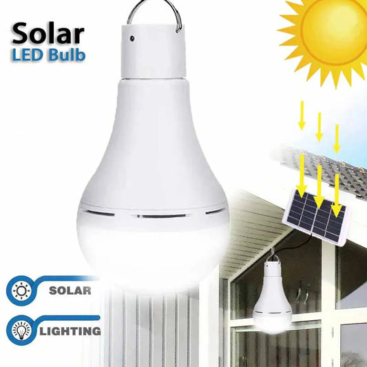 LED Solar Bulb with Hook Light Outdoor Waterproof Camping Solar Lamp Energy Saving Bulb Garden Courtyard Path Light