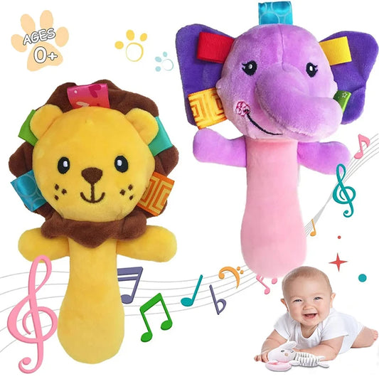 Baby Rattles Toys Soft Plush Hand Rattles Hand Grip Toys Stuffed Animal Rattles Shaker for 3 6 9 12 Months Infants Newborn