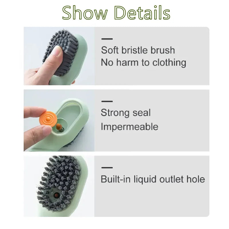 Automatic Liquid Discharge Shoe Brush Multifunction Deep Cleaning Soft Bristles for Household Laundry Kitchen Cleaning Brush