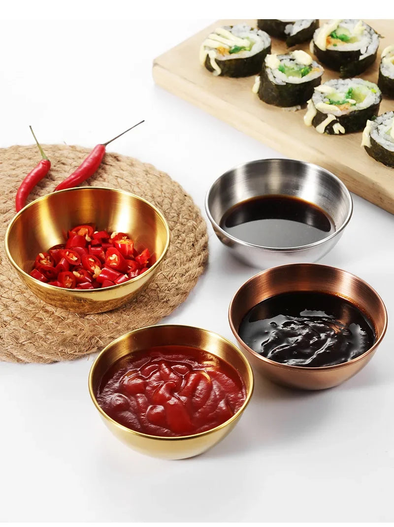 2/4/6pcs Stainless Steel Small Sauce Dishes Seasoning Serving Tray Spice Plates Set Soy Sauce Dish Specialty Tableware