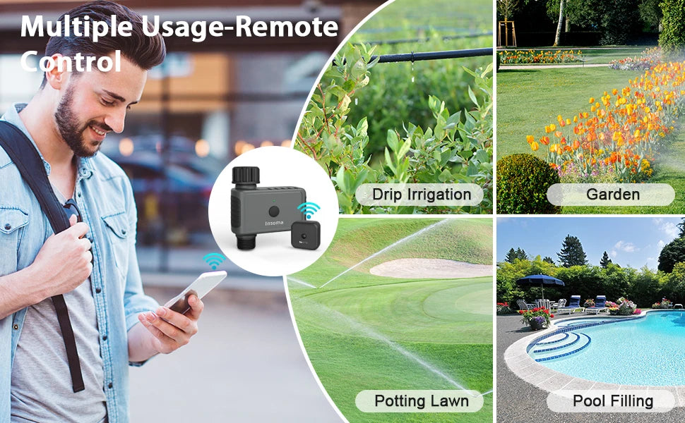 Insoma Wifi Automatic Sprinkle Timer Remote Garden Water Timer Smart Irrigation Watering System Hose Control Unit Support Alexa