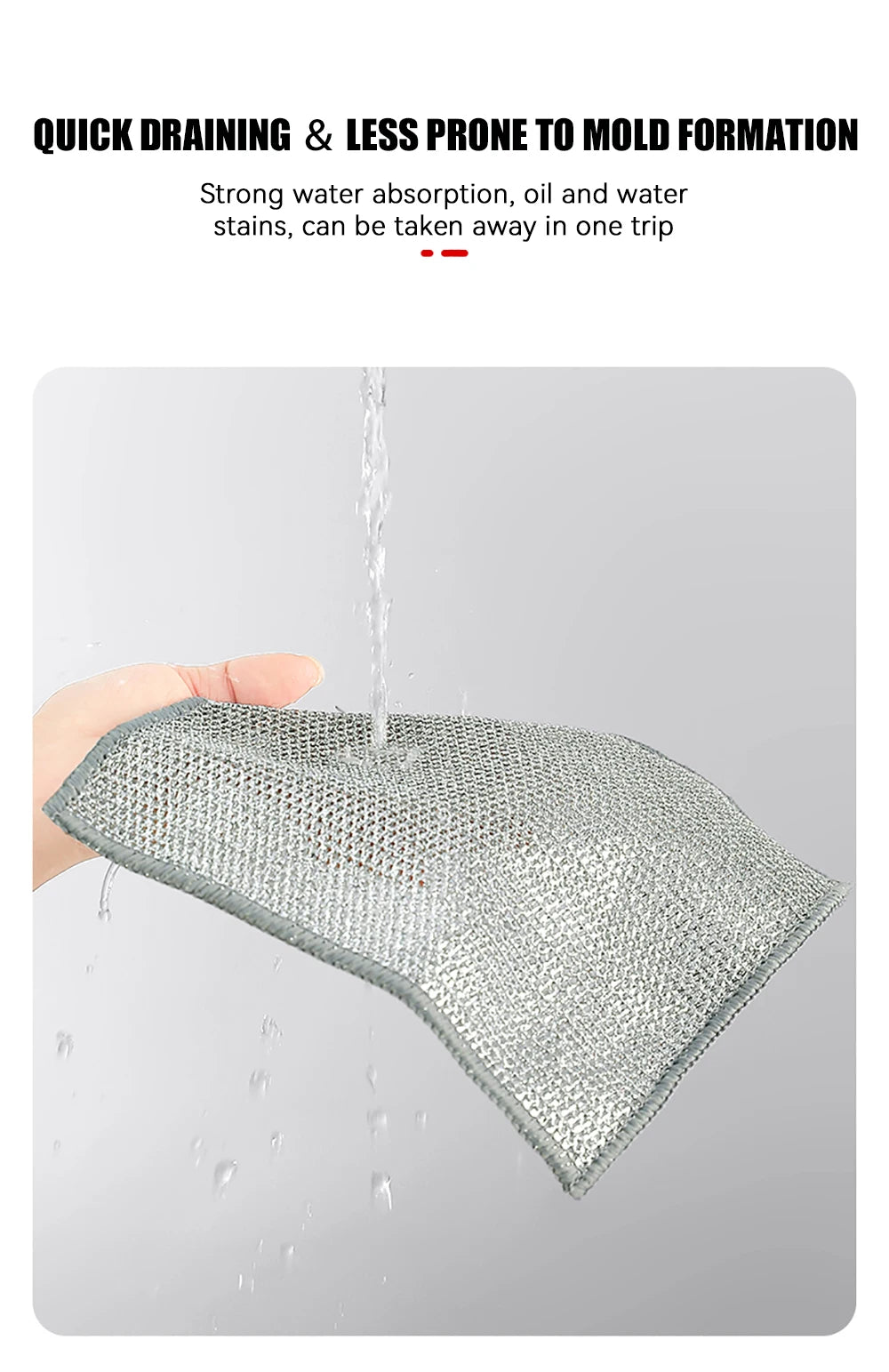 Magic Dishcloth Silver Wire Cleaning Kitchen Cloth Goods Thickened Microfiber Wash Towel Built-in Sponge Steel Wire Ball Rag